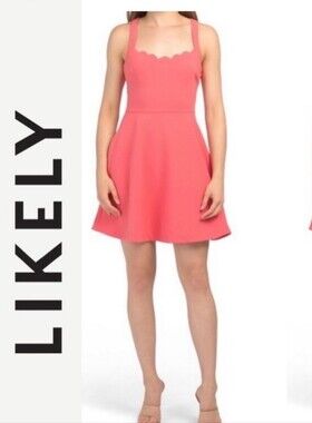 LIKELY Huntington Pink Scalloped Criss Cross Dress